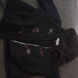 Black Hooded Coat with Toggle Closures